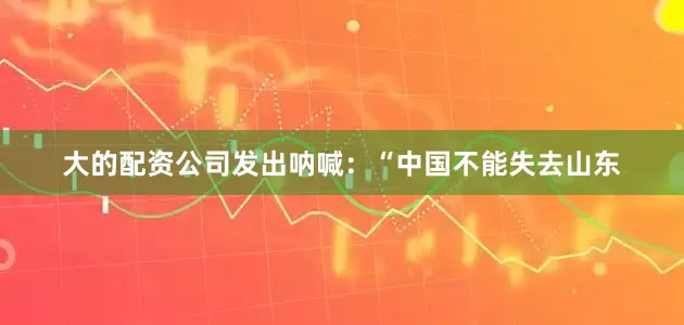大的配资公司发出呐喊：“中国不能失去山东